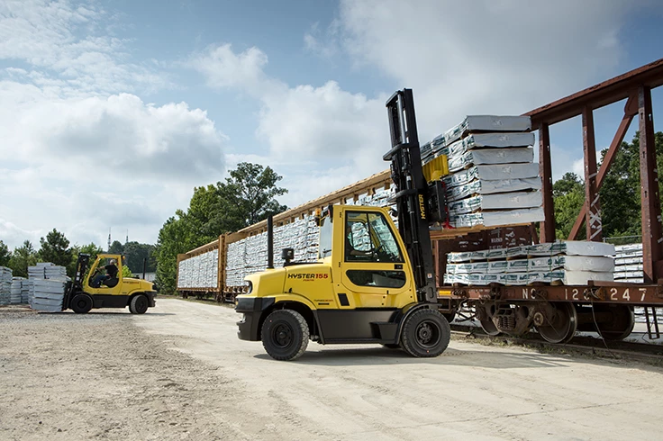 Pneumatic forklifts, powered by LPG, Gas or Diesel by Hyster